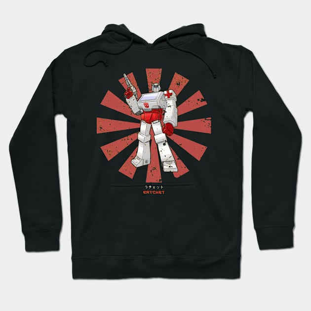 Ratchet Transformers Retro Japanese Hoodie by squids_art